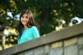 Young teen girl standing on bridge Royalty Free Stock Photo