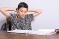 Young teenage boy doing his homework Royalty Free Stock Photo