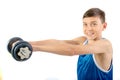 Young teenage boy using dumbbells Royalty Free Stock Photo