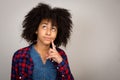 Young Teenage Girl With Afro Hair Thinking Royalty Free Stock Photo