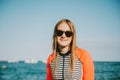 Young teenage girl having fun in the sea Royalty Free Stock Photo