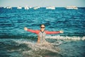 Young teenage girl having fun in the sea Royalty Free Stock Photo