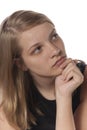 Young teenage girl solemn facial expressions Royalty Free Stock Photo