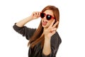 Young teenage woman wearing sunglasses Royalty Free Stock Photo