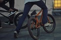 Young teenager bicyclist on bmx Royalty Free Stock Photo