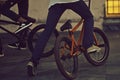 Young teenager bicyclist on bmx Royalty Free Stock Photo