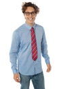 A young teenager in blue shirt, jeans and tie Royalty Free Stock Photo