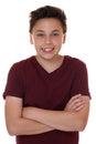 Young teenager boy portrait with folded arms Royalty Free Stock Photo