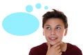 Young teenager boy thinking with think bubble and copyspace Royalty Free Stock Photo