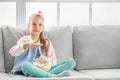 Young teenager girl alone at home childhood Royalty Free Stock Photo