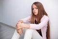 Young teenager girl looking with disbelief and disgust Royalty Free Stock Photo