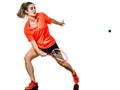 Young teenager girl woman Squash player isolated Royalty Free Stock Photo