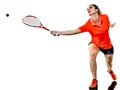 Young teenager girl woman Squash player isolated Royalty Free Stock Photo