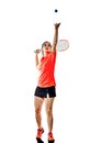 Young teenager girl woman Squash player isolated Royalty Free Stock Photo