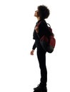 Young teenager girl woman standing looking up shadow silhouette Royalty Free Stock Photo