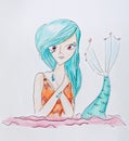 Young teenager mermaid portrait