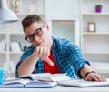 Young teenager preparing for exams studying at a desk indoors Royalty Free Stock Photo