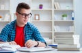 Young teenager preparing for exams studying at a desk indoors Royalty Free Stock Photo