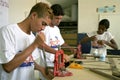 Young teens learn the craft fitter at technical school