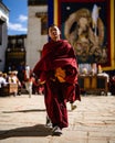 Young Tibetan Buddhist Monk at the ancient Tiji Festival in walled city of Lo Manthang, Nepal