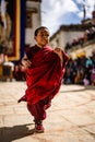 Young Tibetan Buddhist Monk at the ancient Tiji Festival in walled city of Lo Manthang, Nepal