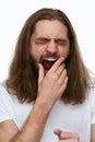 Young Tired Man Yawning, Feeling Sleepy Royalty Free Stock Photo