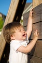 Young toddler crying at the park Royalty Free Stock Photo