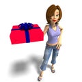 A young toon girl hands a gift over to you Royalty Free Stock Photo