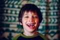 Young toothless boy smiling Royalty Free Stock Photo