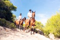 Young Tourist Couple Horseback Riding Royalty Free Stock Photo