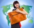 Young tourist woman with baggage