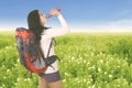 Young tourist woman drinking water Royalty Free Stock Photo