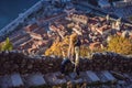 Young tourist woman enjoying a view of Kotor Bay, Montenegro. Kotor Old Town Ladder of Kotor Fortress Hiking Trail Royalty Free Stock Photo