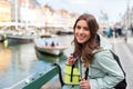 Young tourist woman visiting Scandinavia Royalty Free Stock Photo