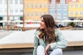 Young tourist woman visiting Scandinavia Royalty Free Stock Photo