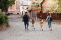 Young tourists family with their two lovely daughters Royalty Free Stock Photo