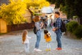 Young tourists family with their two lovely daughters Royalty Free Stock Photo