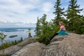 Young tourists on hill top in Koli National Park Royalty Free Stock Photo