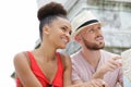 Young tourists reading map Royalty Free Stock Photo