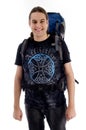 Young traveler with bag pack