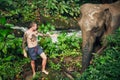 Traveler with elephant Royalty Free Stock Photo