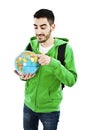 Young traveler with globe