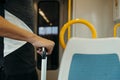 Young traveler man in a train or subway Royalty Free Stock Photo