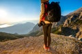 Young traveler photographer on the mountain Royalty Free Stock Photo