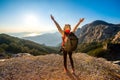 Young traveler photographer on the mountain Royalty Free Stock Photo