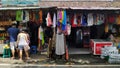 Young travelers looking for some souvenir at Ubud market in bali