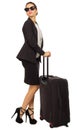 Young traveling businesswoman isolated