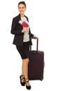 Young traveling businesswoman isolated