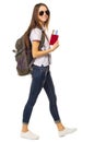 Young traveling girl isolated Royalty Free Stock Photo