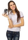 Young traveling girl isolated Royalty Free Stock Photo